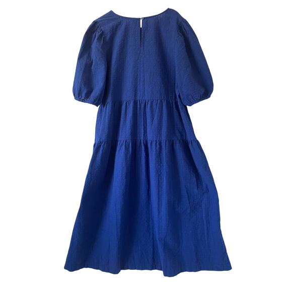 Old Navy Tiered Puff Sleeve Midi Swing Dress Spring Cottagecore Coastal Beachy - Picture 4 of 8